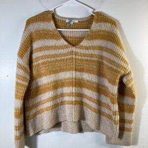 Womens Madewell Space Dyed Staley Striped V Neck‎ Alpaca Wool Blend Sweater M